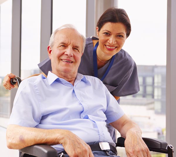 home care nurse with elderly als patient