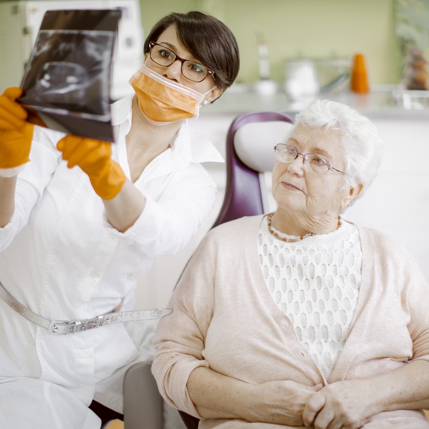Senior at Dentist Senior woman at the dentist. Ageism and dental care concept