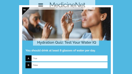 Hydration Quiz Header hydration quiz to test your knowledge of dehydration